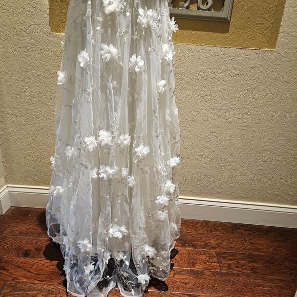 Selfie Leslie XS Tulle Midi Bow Back Romantic ALine Cocktail Wedding Guest Dress - Picture 11 of 16